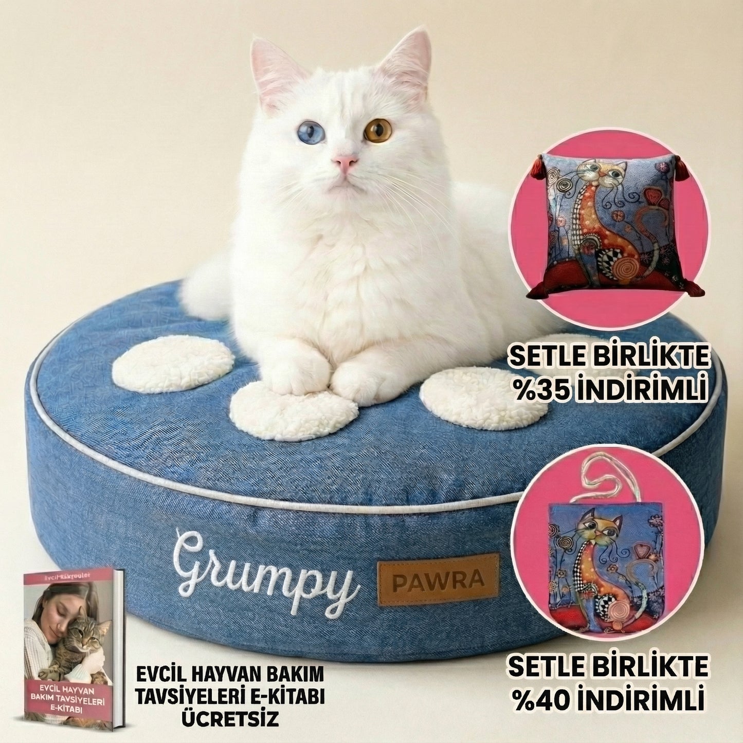Premium Evcil Hayvan Yatağı – Dostunuzun Adıyla Kişiselleştirilmiş Konfor + ÜCRETSİZ Bakım Rehberi