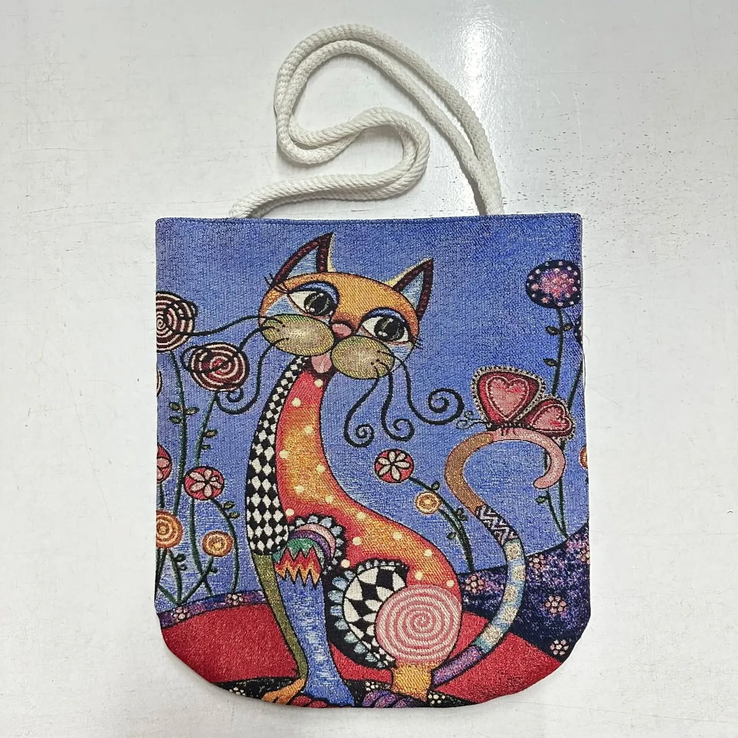 Sanatçı Tasarımı Premium Goblen Kedi Çantası 🎨