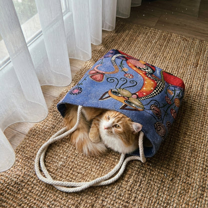 Sanatçı Tasarımı Premium Goblen Kedi Çantası 🎨