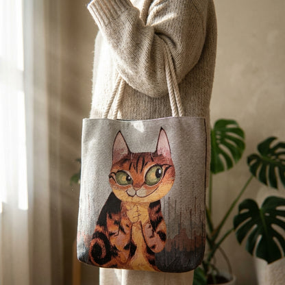 Sanatçı Tasarımı Premium Goblen Kedi Çantası 🎨