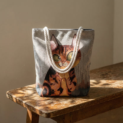 Sanatçı Tasarımı Premium Goblen Kedi Çantası 🎨