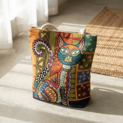 Sanatçı Tasarımı Premium Goblen Kedi Çantası 🎨